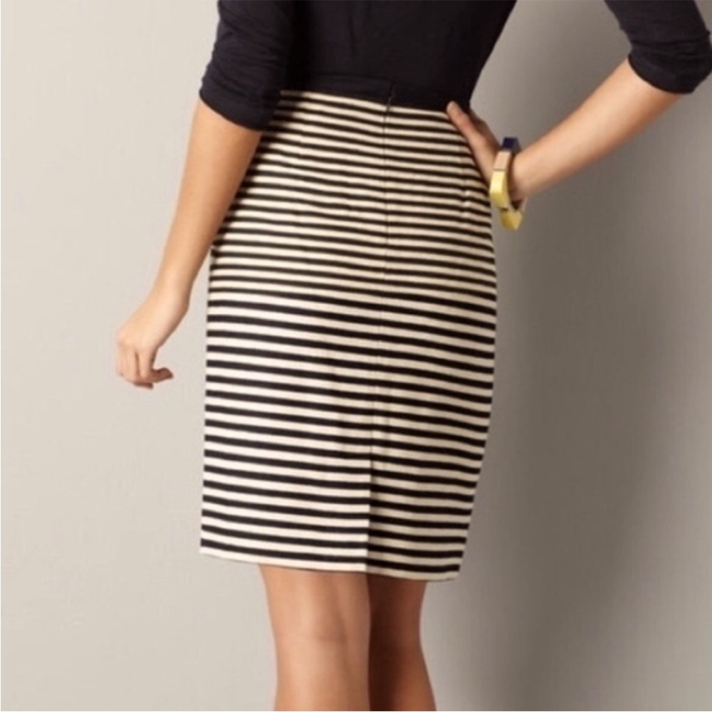 Loft navy and beige striped skirt